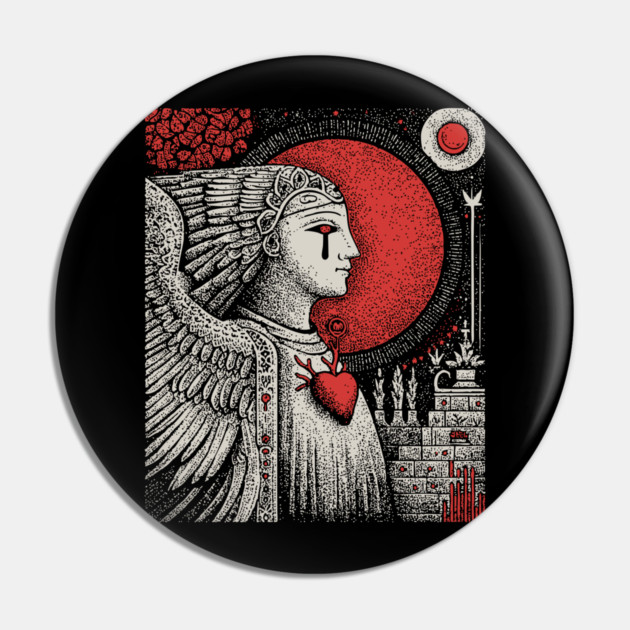 Gothic Angel - The Weeping Statue of Sorrow Pin by TuncGK