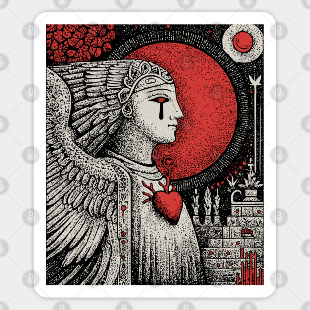 Gothic Angel - The Weeping Statue of Sorrow Sticker by TuncGK