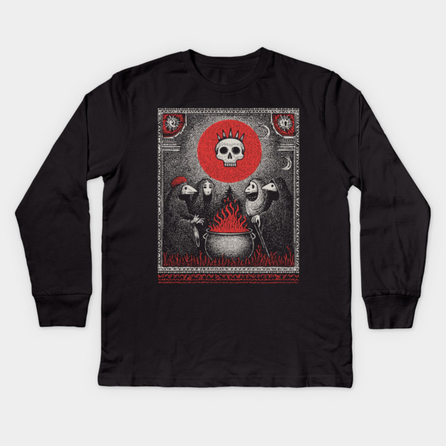 Occult Cauldron - The Coven's Sacred Brew Kids Long Sleeve T-Shirt by TuncGK