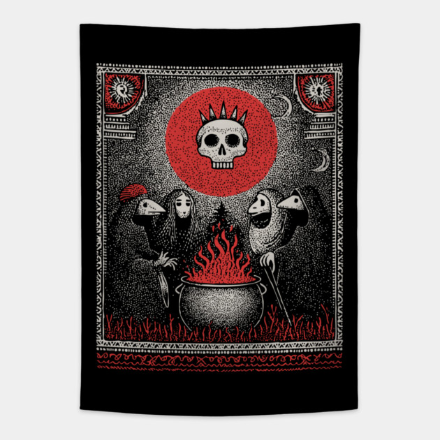 Occult Cauldron - The Coven's Sacred Brew Tapestry by TuncGK