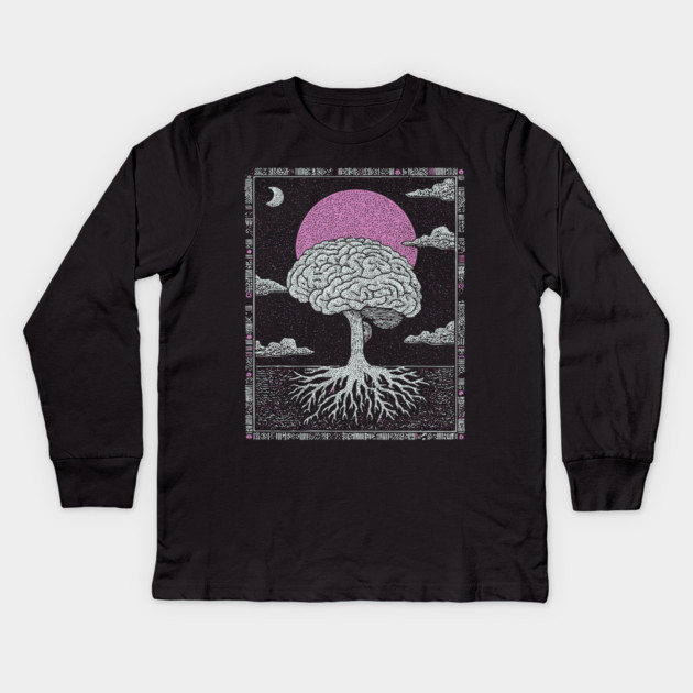 Surreal Anatomy - The Cerebral Tree of Consciousness Kids Long Sleeve T-Shirt by TuncGK