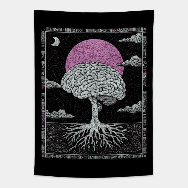 Surreal Anatomy - The Cerebral Tree of Consciousness Tapestry by TuncGK