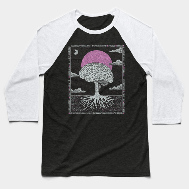 Surreal Anatomy - The Cerebral Tree of Consciousness Baseball T-Shirt by TuncGK