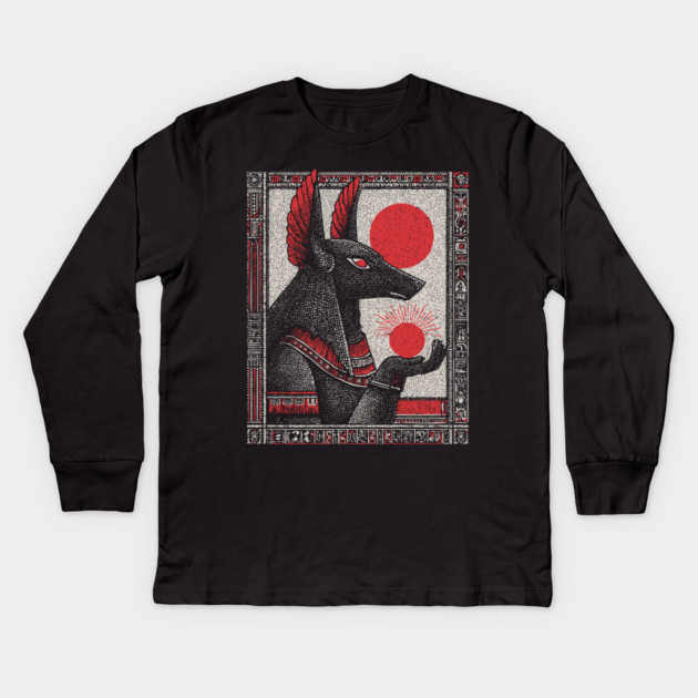 Esoteric Anubis - The Jackal God of the Afterlife Kids Long Sleeve T-Shirt by TuncGK