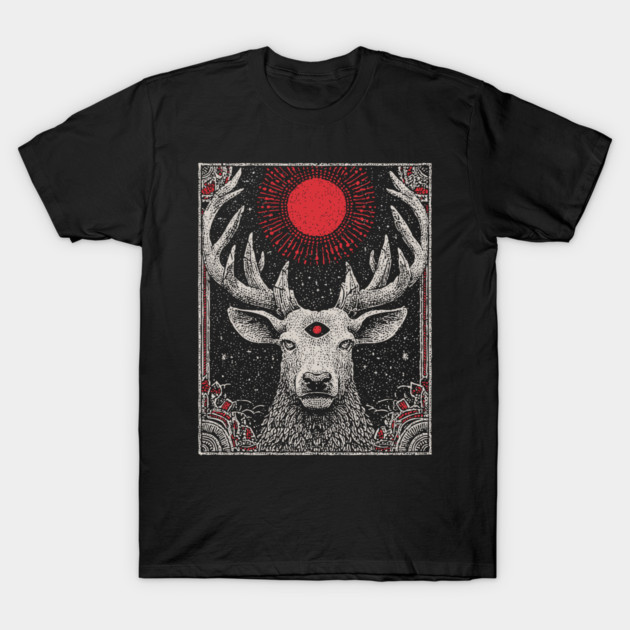 Mystical Stag - The Forest Spirit with the Third Eye T-Shirt by TuncGK