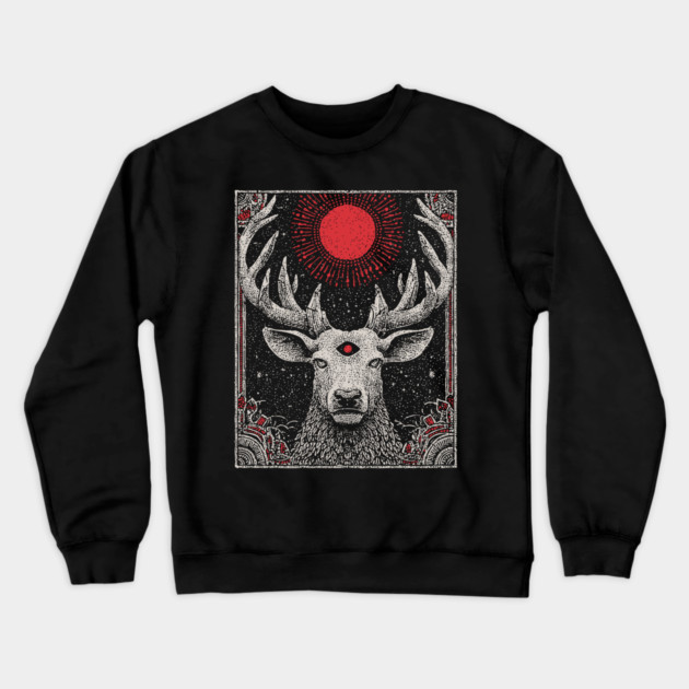 Mystical Stag - The Forest Spirit with the Third Eye Crewneck Sweatshirt by TuncGK