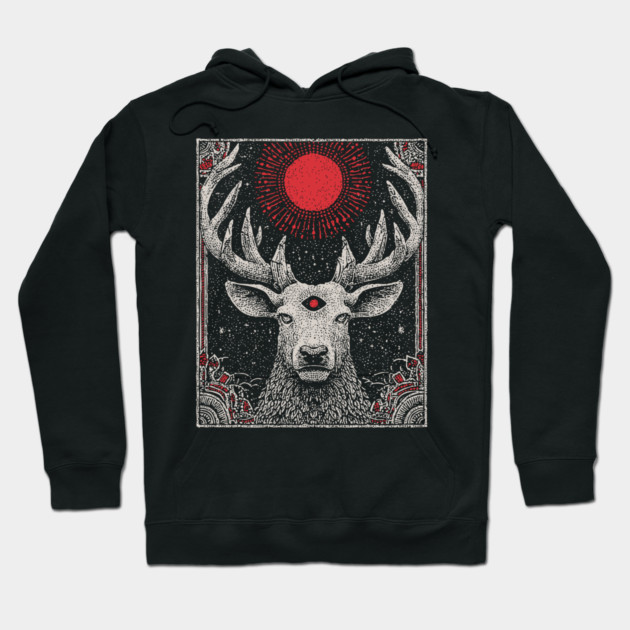 Mystical Stag - The Forest Spirit with the Third Eye Hoodie by TuncGK