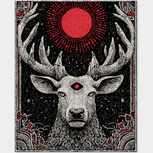 Mystical Stag - The Forest Spirit with the Third Eye Posters and Art
