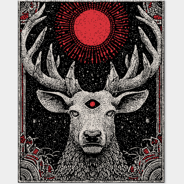 Mystical Stag - The Forest Spirit with the Third Eye Wall Art by TuncGK