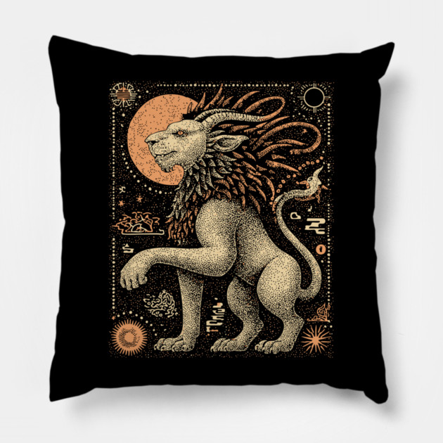 Mythical Chimera - The Hybrid Beast of Legend Pillow by TuncGK