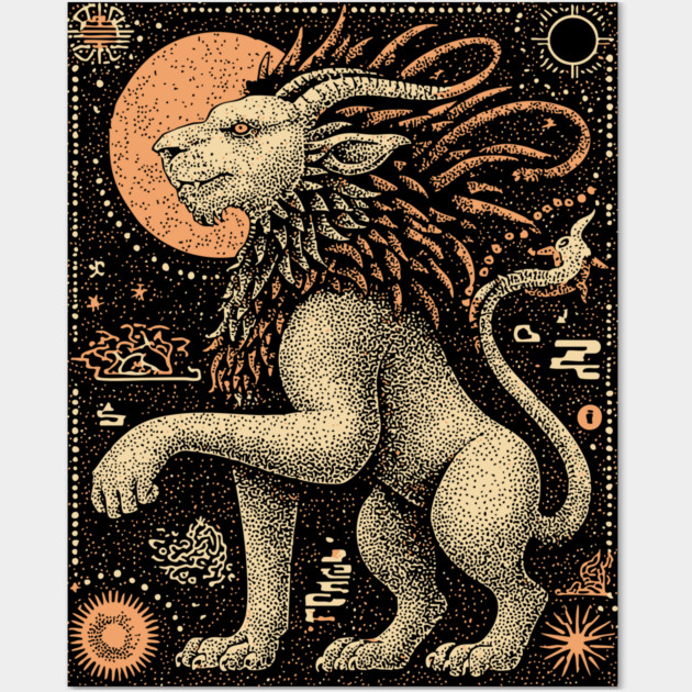 Mythical Chimera - The Hybrid Beast of Legend Wall Art by TuncGK