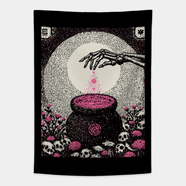 Occult Elixir - The Alchemist's Crimson Brew Tapestry by TuncGK