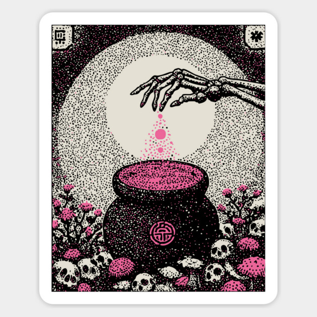 Occult Elixir - The Alchemist's Crimson Brew Magnet by TuncGK