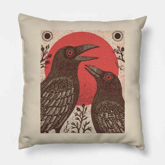 Norse Mythology - Huginn and Muninn, Odin's Ravens Pillow by TuncGK