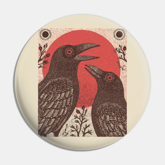 Norse Mythology - Huginn and Muninn, Odin's Ravens Pin by TuncGK