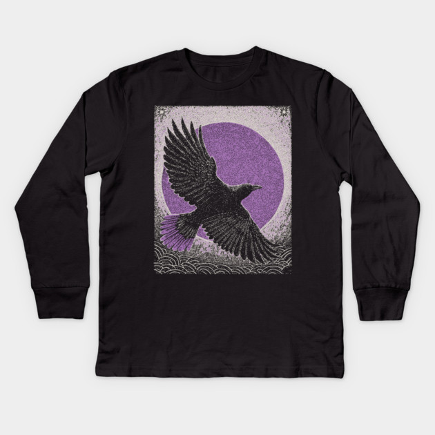 Occult Raven - The Messenger of Secrets Kids Long Sleeve T-Shirt by TuncGK