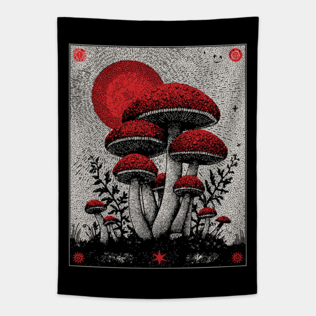 Celestial Fungi - The Lunar Harvest Tapestry by TuncGK