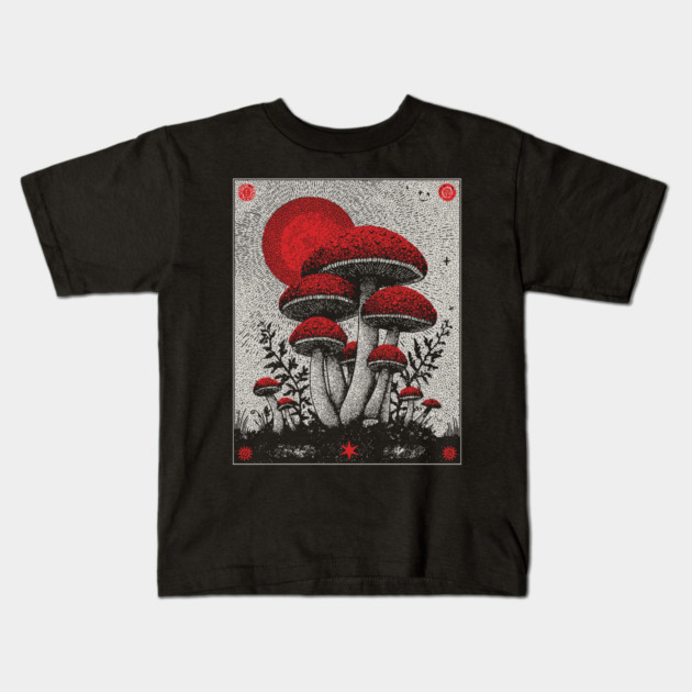 Celestial Fungi - The Lunar Harvest Kids T-Shirt by TuncGK