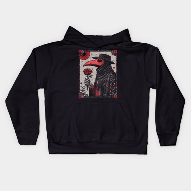 Gothic Plague Doctor - The Rose of Pestilence Kids Hoodie by TuncGK