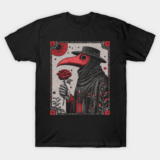 Gothic Plague Doctor - The Rose of Pestilence T-Shirt by TuncGK