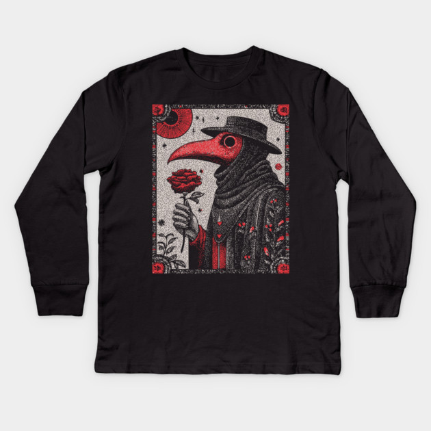 Gothic Plague Doctor - The Rose of Pestilence Kids Long Sleeve T-Shirt by TuncGK