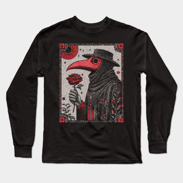 Gothic Plague Doctor - The Rose of Pestilence Long Sleeve T-Shirt by TuncGK