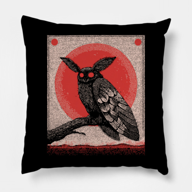 Cryptid Mothman - The Harbinger of Doom Pillow by TuncGK