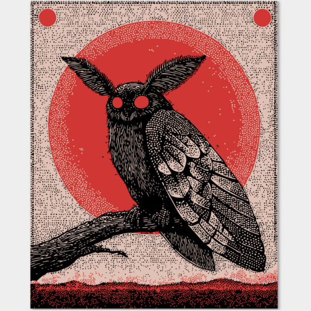 Cryptid Mothman - The Harbinger of Doom Wall Art by TuncGK