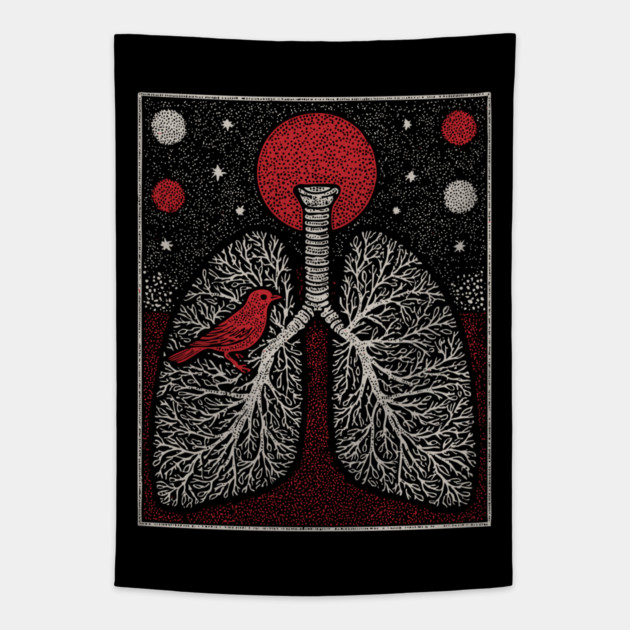 Surreal Anatomy - The Cage of Breath Tapestry by TuncGK