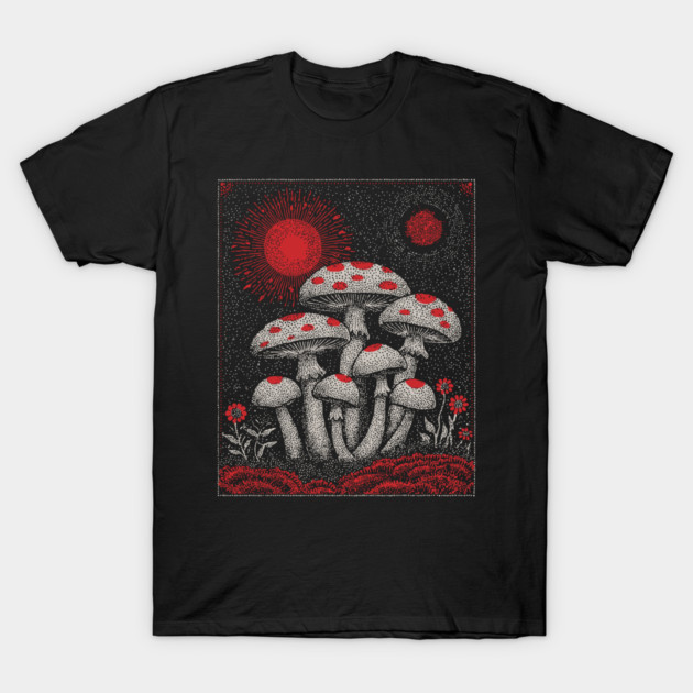Witchy Mushrooms - Fungi of the Enchanted Forest T-Shirt by TuncGK
