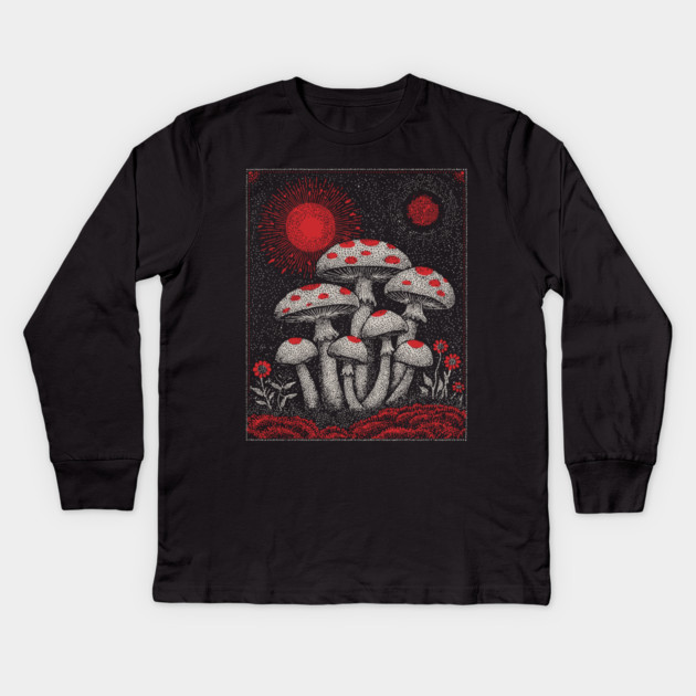 Witchy Mushrooms - Fungi of the Enchanted Forest Kids Long Sleeve T-Shirt by TuncGK