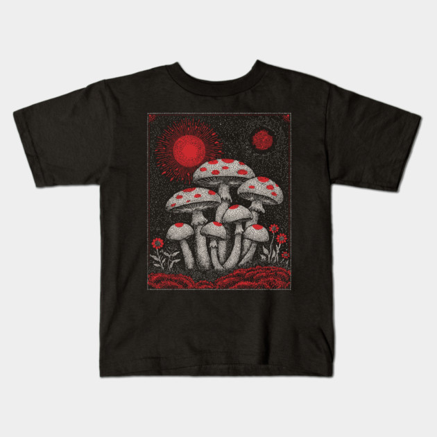 Witchy Mushrooms - Fungi of the Enchanted Forest Kids T-Shirt by TuncGK