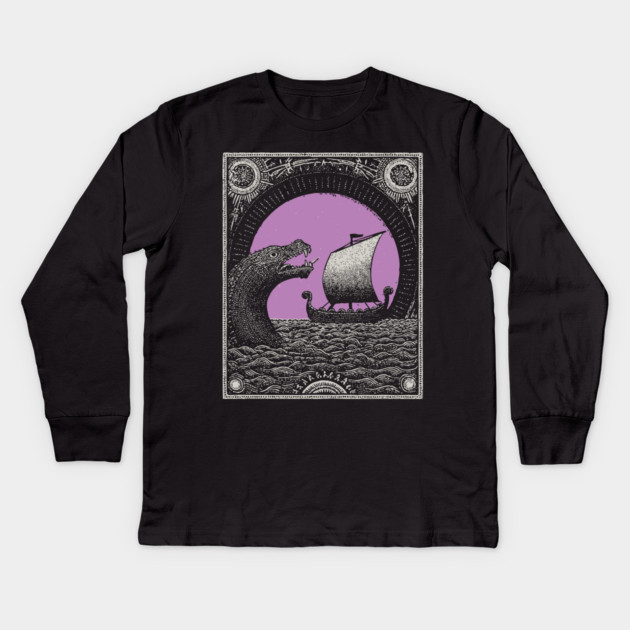 Viking Saga - The Voyage and the Sea Serpent Kids Long Sleeve T-Shirt by TuncGK