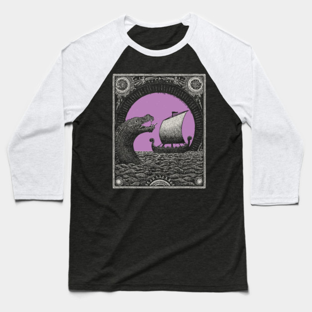 Viking Saga - The Voyage and the Sea Serpent Baseball T-Shirt by TuncGK