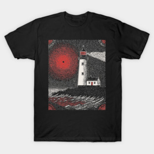 Gothic Lighthouse - The Crimson Beacon T-Shirt