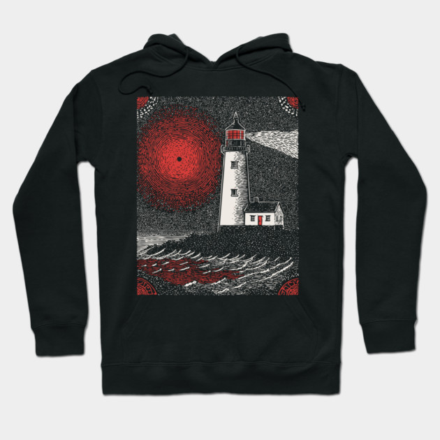 Gothic Lighthouse - The Crimson Beacon Hoodie by TuncGK