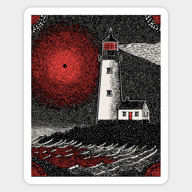 Gothic Lighthouse - The Crimson Beacon Magnet by TuncGK