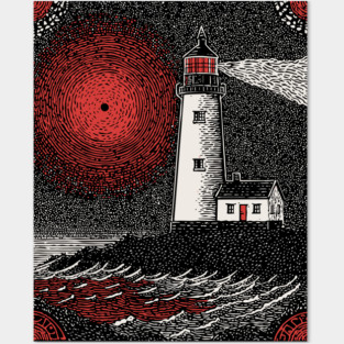 Gothic Lighthouse - The Crimson Beacon Posters and Art