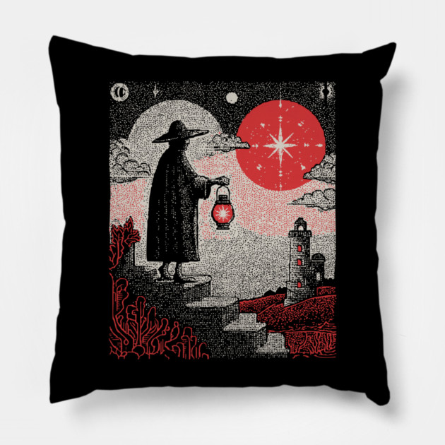 Tarot Hermit - The Seeker of Inner Light Pillow by TuncGK