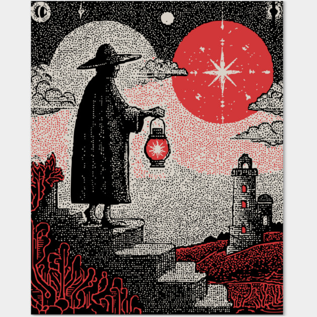 Tarot Hermit - The Seeker of Inner Light Wall Art by TuncGK