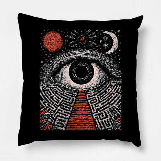Surreal Eye - The Labyrinth of Consciousness Pillow by TuncGK