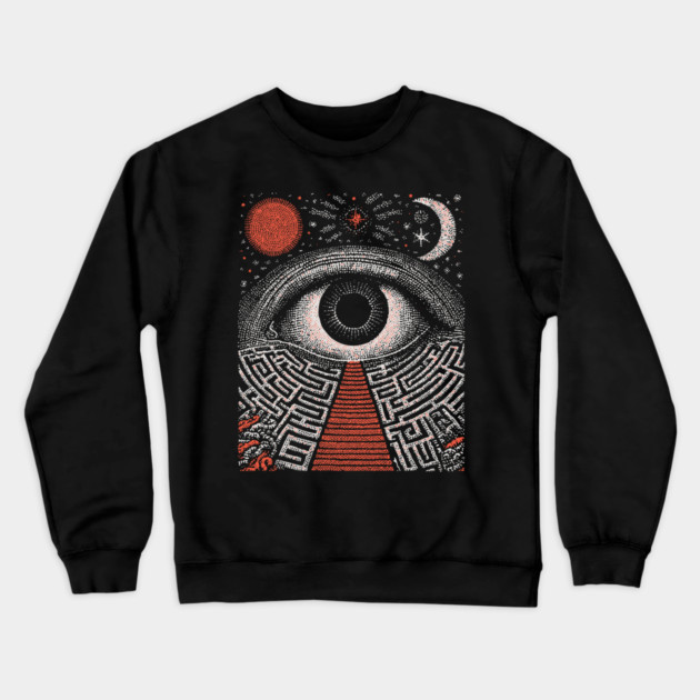Surreal Eye - The Labyrinth of Consciousness Crewneck Sweatshirt by TuncGK