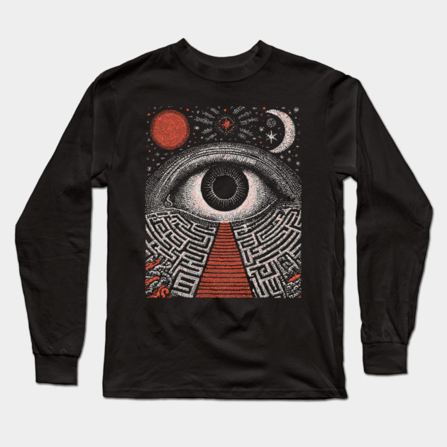 Surreal Eye - The Labyrinth of Consciousness Long Sleeve T-Shirt by TuncGK