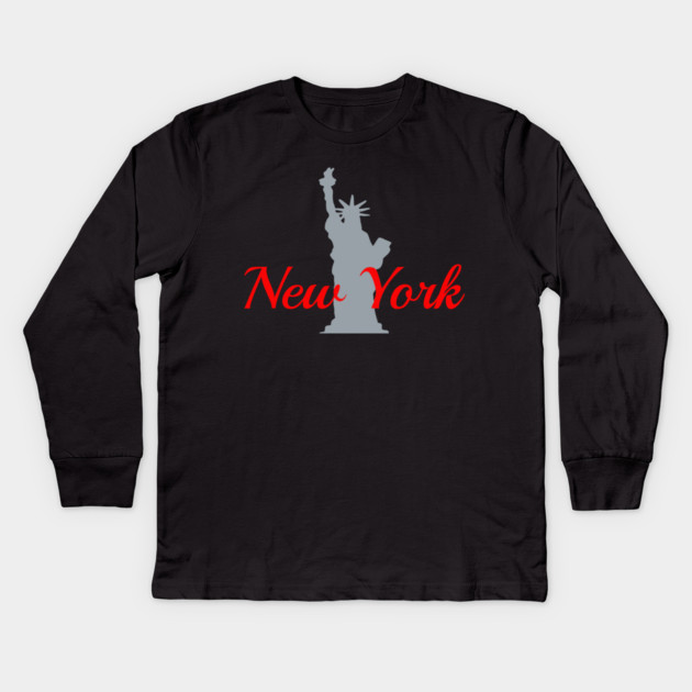 New York Liberty Collection – Retro City Classic Kids Long Sleeve T-Shirt by DonWillisJrArt