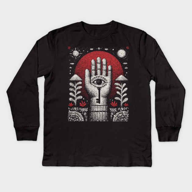 Esoteric Hamsa - The Key to Divine Protection Kids Long Sleeve T-Shirt by TuncGK