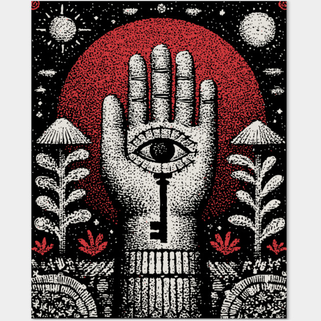 Esoteric Hamsa - The Key to Divine Protection Wall Art by TuncGK