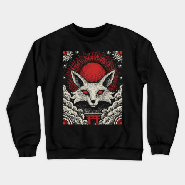 Mystical Kitsune - The Nine-Tailed Fox Spirit Crewneck Sweatshirt by TuncGK