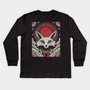 Mystical Kitsune - The Nine-Tailed Fox Spirit Kids Long Sleeve T-Shirt