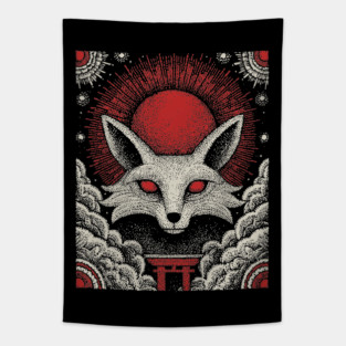 Mystical Kitsune - The Nine-Tailed Fox Spirit Tapestry