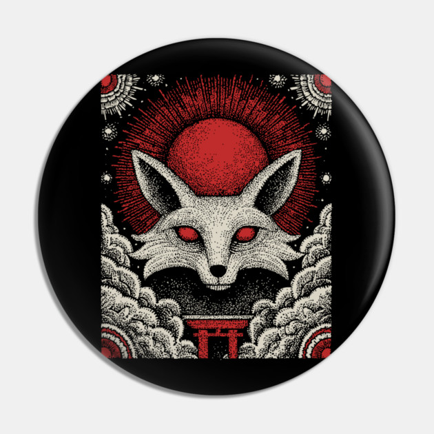 Mystical Kitsune - The Nine-Tailed Fox Spirit Pin by TuncGK